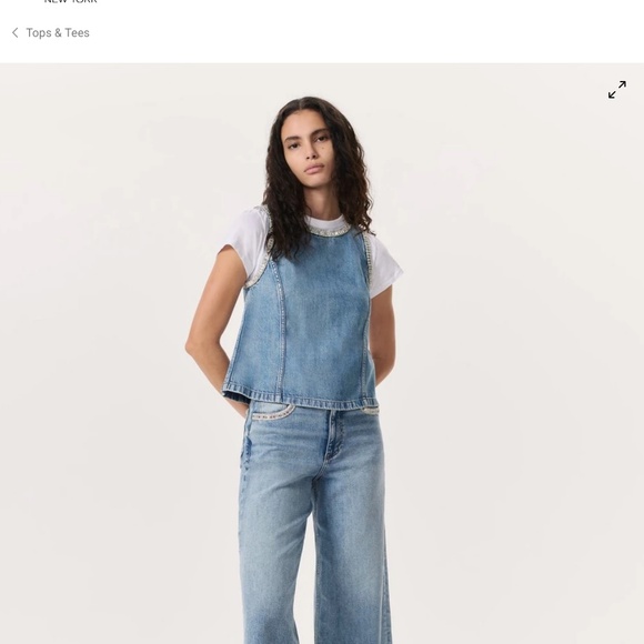 Rag and Bone MYLA embelished soft denim top M - Picture 2 of 3